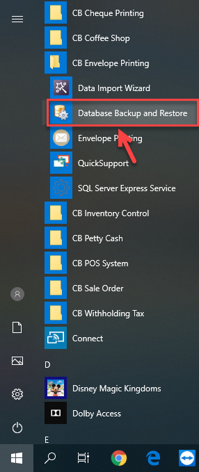 เปิดโปรแกรม โดยคลิกที่ Database Backup and Restore